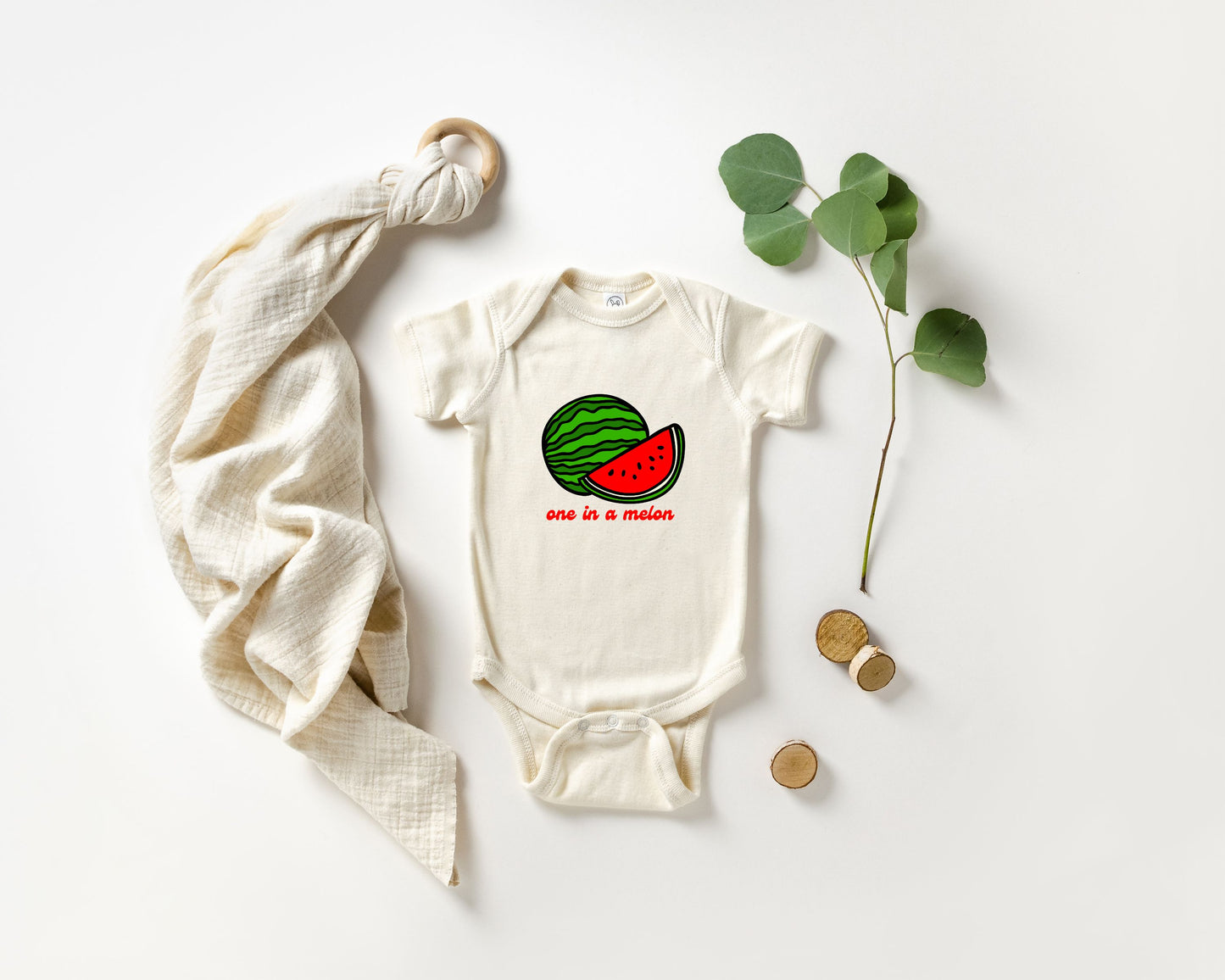 One In A Melon Watermelon Baby Bodysuit