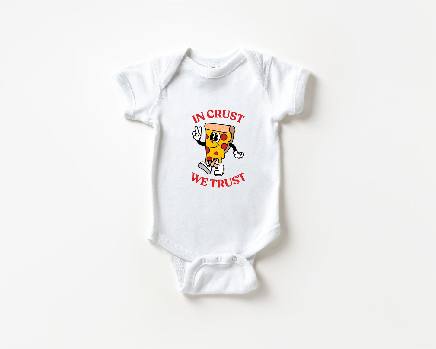 In Crust We Trust Pizza Baby Bodysuit