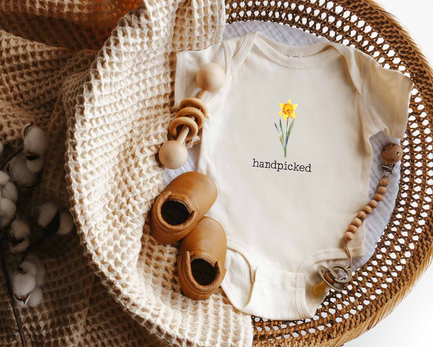 Daffodil March Birth Flower Baby Bodysuit