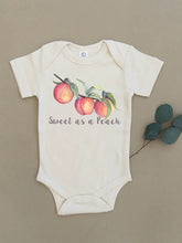 Load image into Gallery viewer, Sweet as a Peach Organic Baby Bodysuit