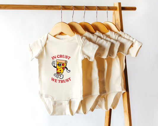 In Crust We Trust Pizza Baby Bodysuit