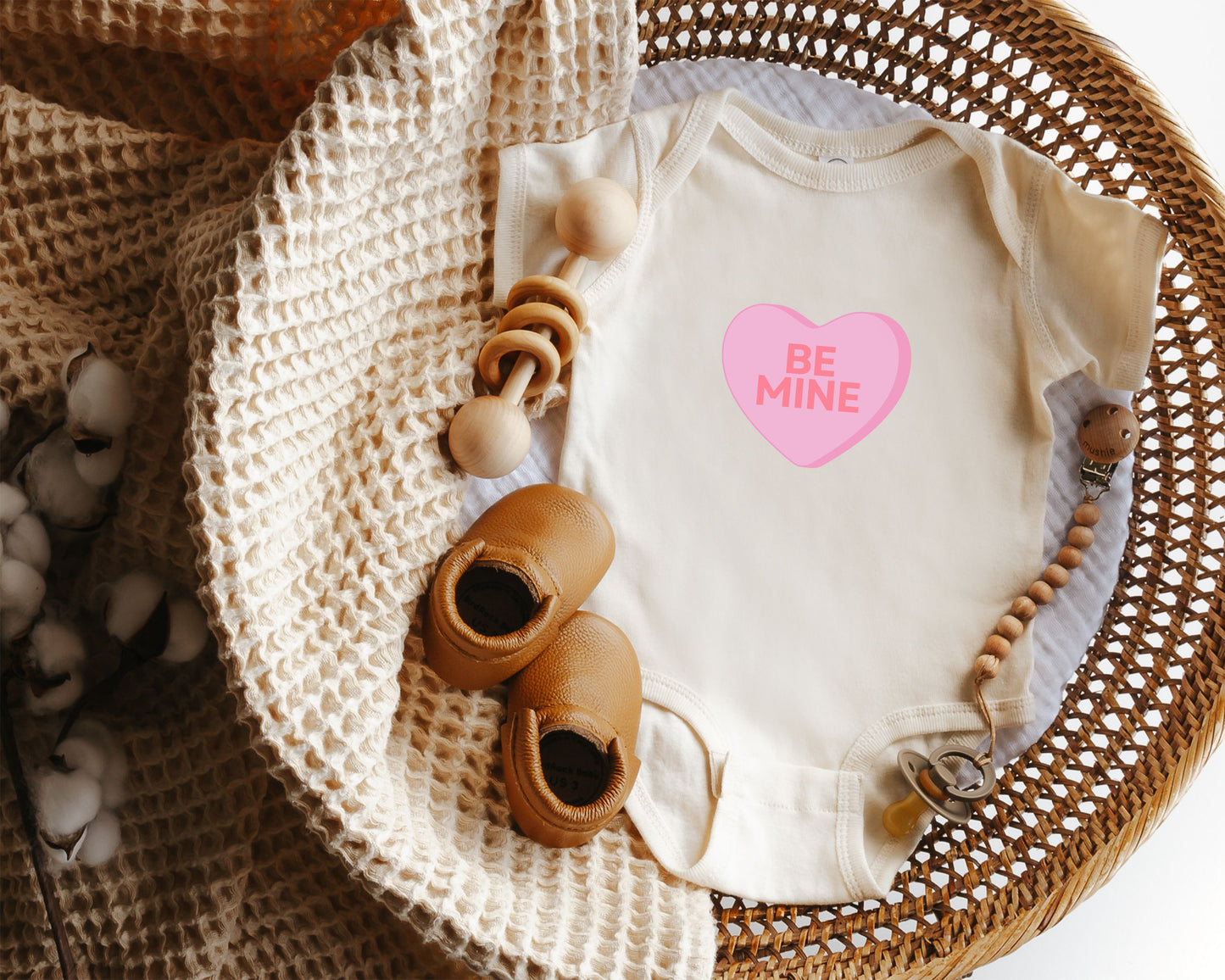 Be Mine Valentine's Day Conversation Candy Heart Baby Bodysuit