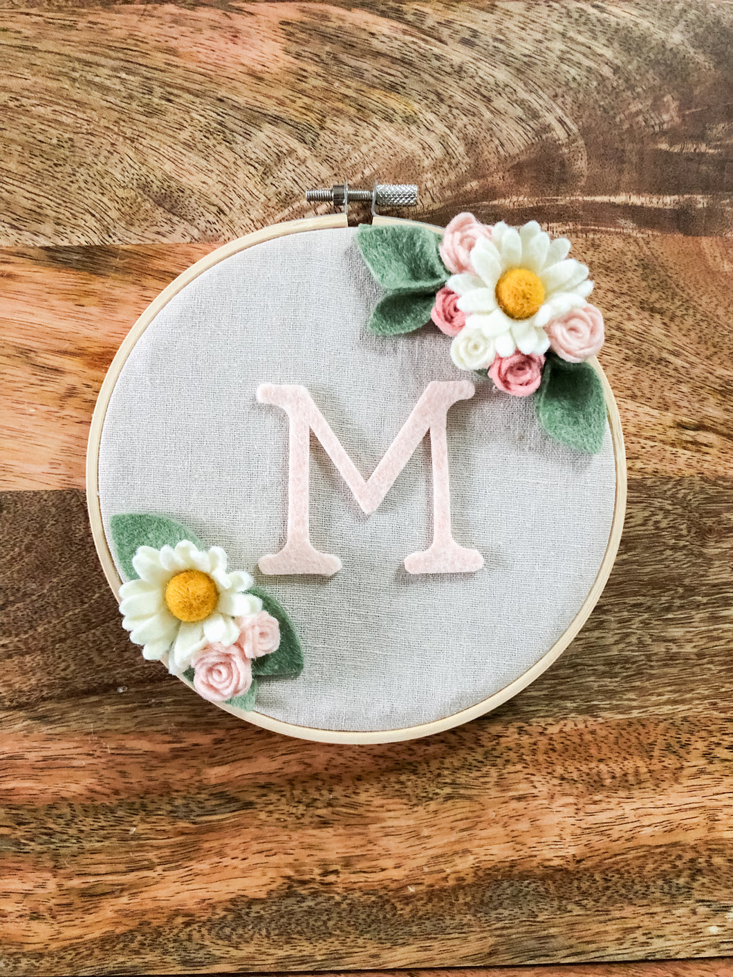 Custom Baby Girl Felt Daisy Flower Embroidery Hoop Nursery Art