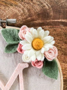 Custom Baby Girl Felt Daisy Flower Embroidery Hoop Nursery Art