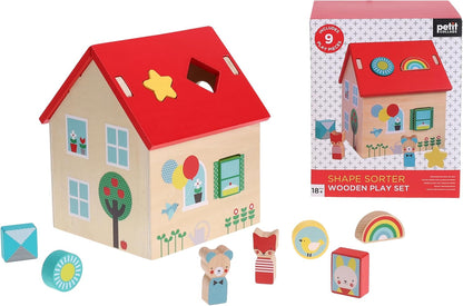 Shape Sorter Wooden House Play Set