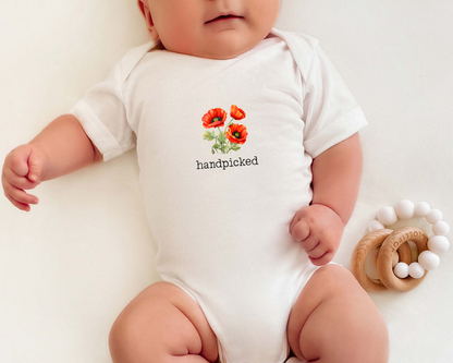 Poppy August Birth Flower Baby Bodysuit