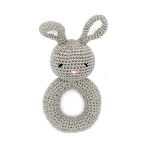 Bunny Ring Hand Crocheted Baby Rattle