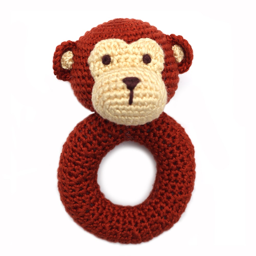 Monkey Ring Hand Crocheted Baby Rattle