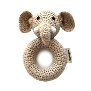 Elephant Ring Hand Crocheted Baby Rattle