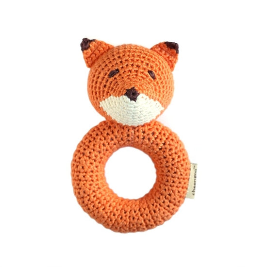 Fox Ring Hand Crocheted Baby Rattle