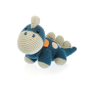 Blue Dino Handmade Baby Rattle